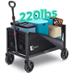 Sekey 220LBS Collapsible Wagon Cart 3 in 1 Foldable Wagon with Wheels, 2 Cup Holder, Folding Lightweight Utility Cart for Grocery, Camping, Shopp