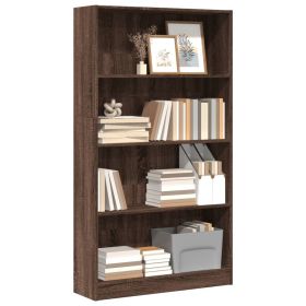 Bookcase Brown Oak Engineered Wood Medium Modern Shelving Unit