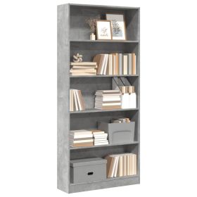 Bookcase Concrete Grey Engineered Wood Tall Bookcase