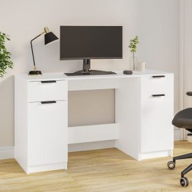 Desk White Engineered wood Medium Modern Desk Rectangular