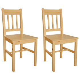 Dining Chair Set of 2 Natural Pine wood Standard Ergonomic