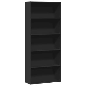 Book Cabinet Black Engineered wood Tall Book Shelf Rectangular