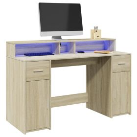 Desk Sonoma Oak Engineered Wood Medium Desk Rectangular