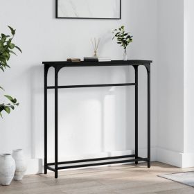 Console Table Black Engineered wood, metal Narrow Adjustable Feet