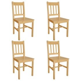 Dining Chair Set of 4 Natural Solid Pinewood Standard Durable