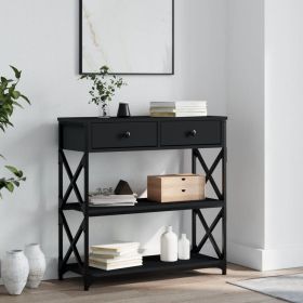 Console Table Black Engineered Wood Medium Adjustable Feet