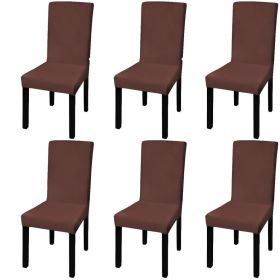 Chair Cover Set of 6 Brown Polyester: 90%, Spandex: 10% Universal