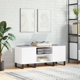 Record Cabinet White Engineered wood, Iron Medium