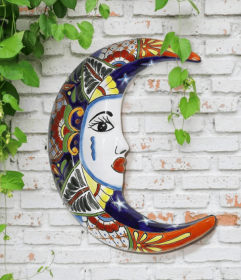 Talavera Style La Luna Ceramic Wall Art