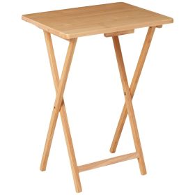 Indoor Single Folding TV Tray Table Natural L 19 x W 15 x H 26 inches.