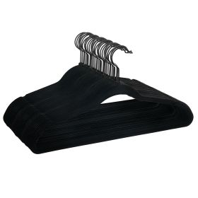 Non-Slip Velvet Adult Clothing Hangers, 30 Pack, Black, Space Saving
