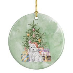 West Highland White Terrier Puppy Christmas Presents and Tree Ceramic Ornament Christmas Tree Hanging Decorations for Home Christmas Holiday, Par